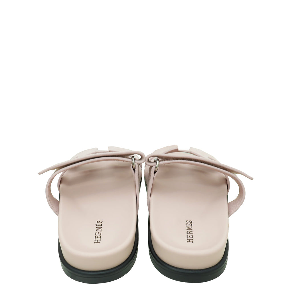 Hermes Rose Porcelain Suede Chypre Sandal 36