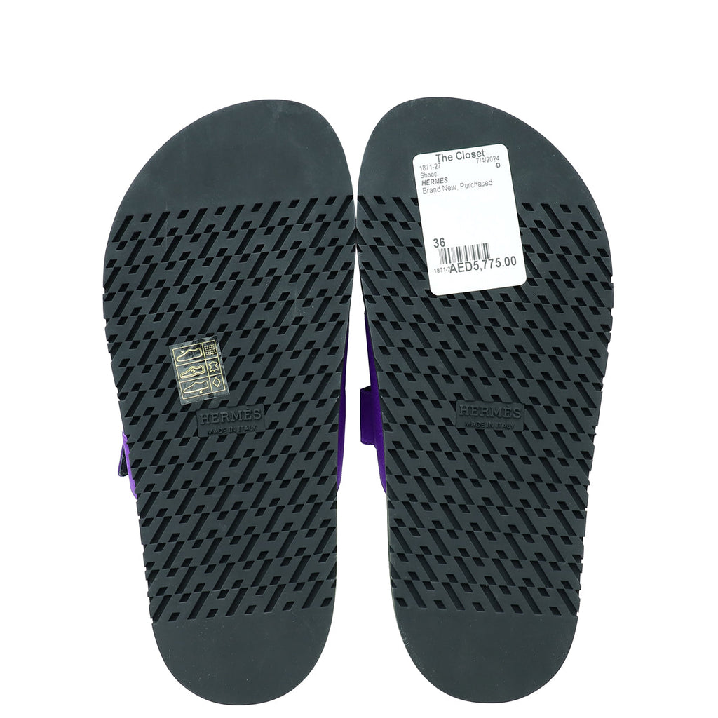 Hermes Purple Satin Chypre Sandal 36