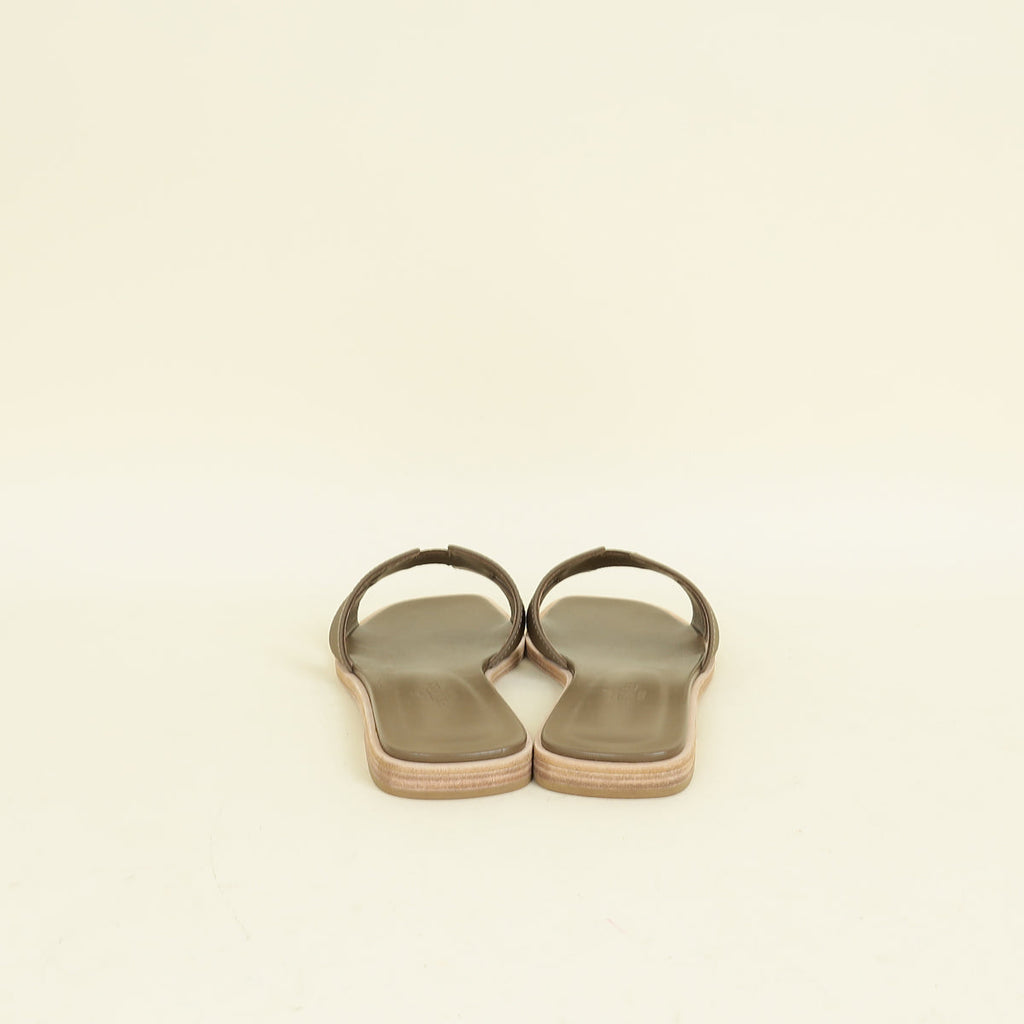 Hermes Gris Etain Oran Sandal 36