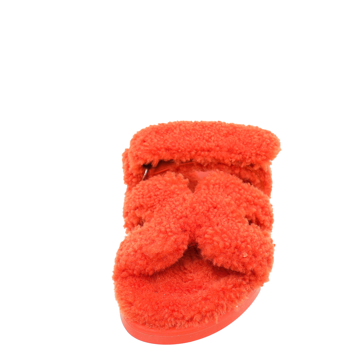 Hermes Orange Woolskin Chypre Sandal 36