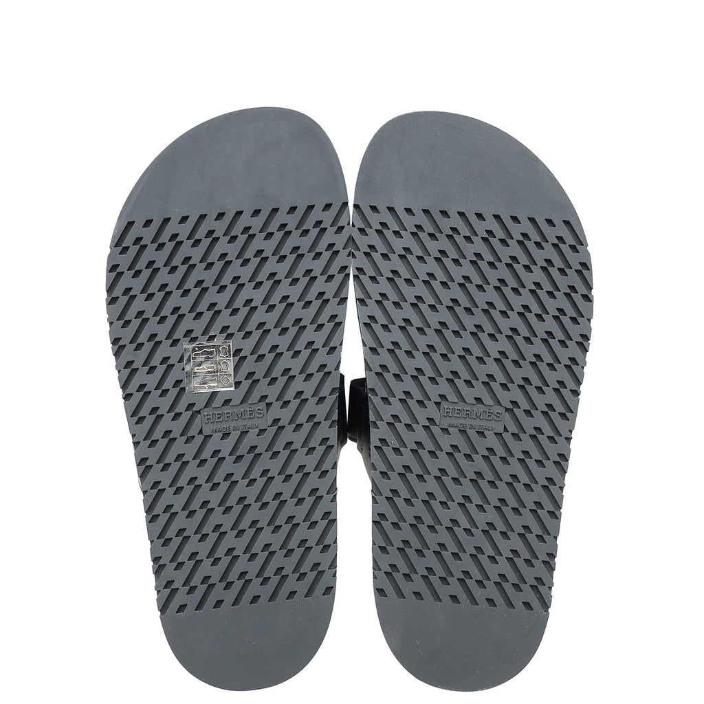 Hermes Noir Chypre Sandals 36