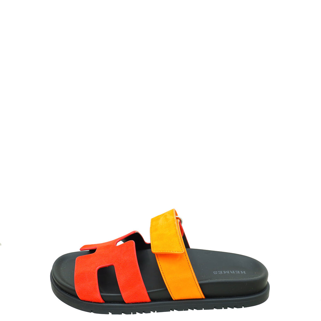 Hermes Bicolor Suede Chypre Sandal 36