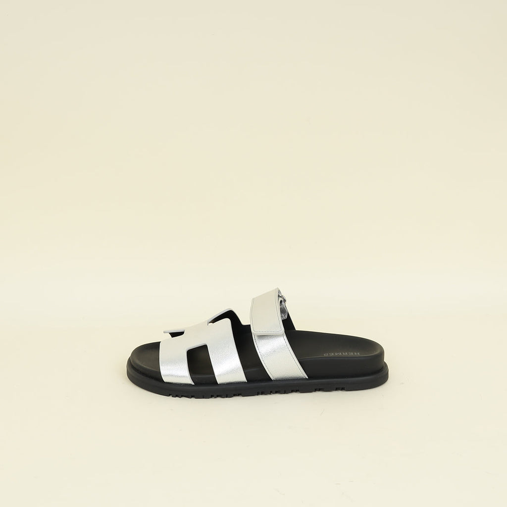 Hermes Gris Argente Chypre Sandal 37.5