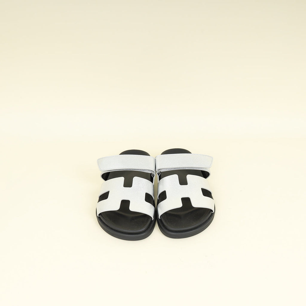 Hermes Gris Argente Chypre Sandal 37.5