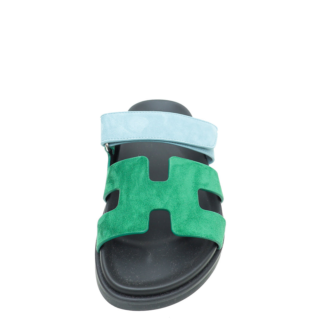 Hermes Bicolor Suede Goatskin Chypre Sandal 37.5