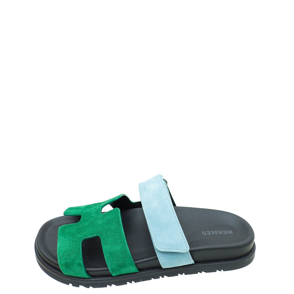 Hermes Bicolor Suede Goatskin Chypre Sandal 37.5