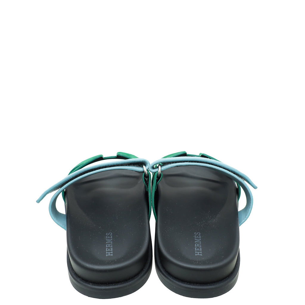 Hermes Bicolor Suede Goatskin Chypre Sandal 37.5