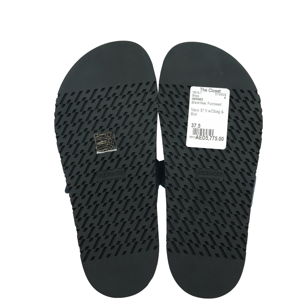 Hermes Navy Suede Chypre Sandal 37.5