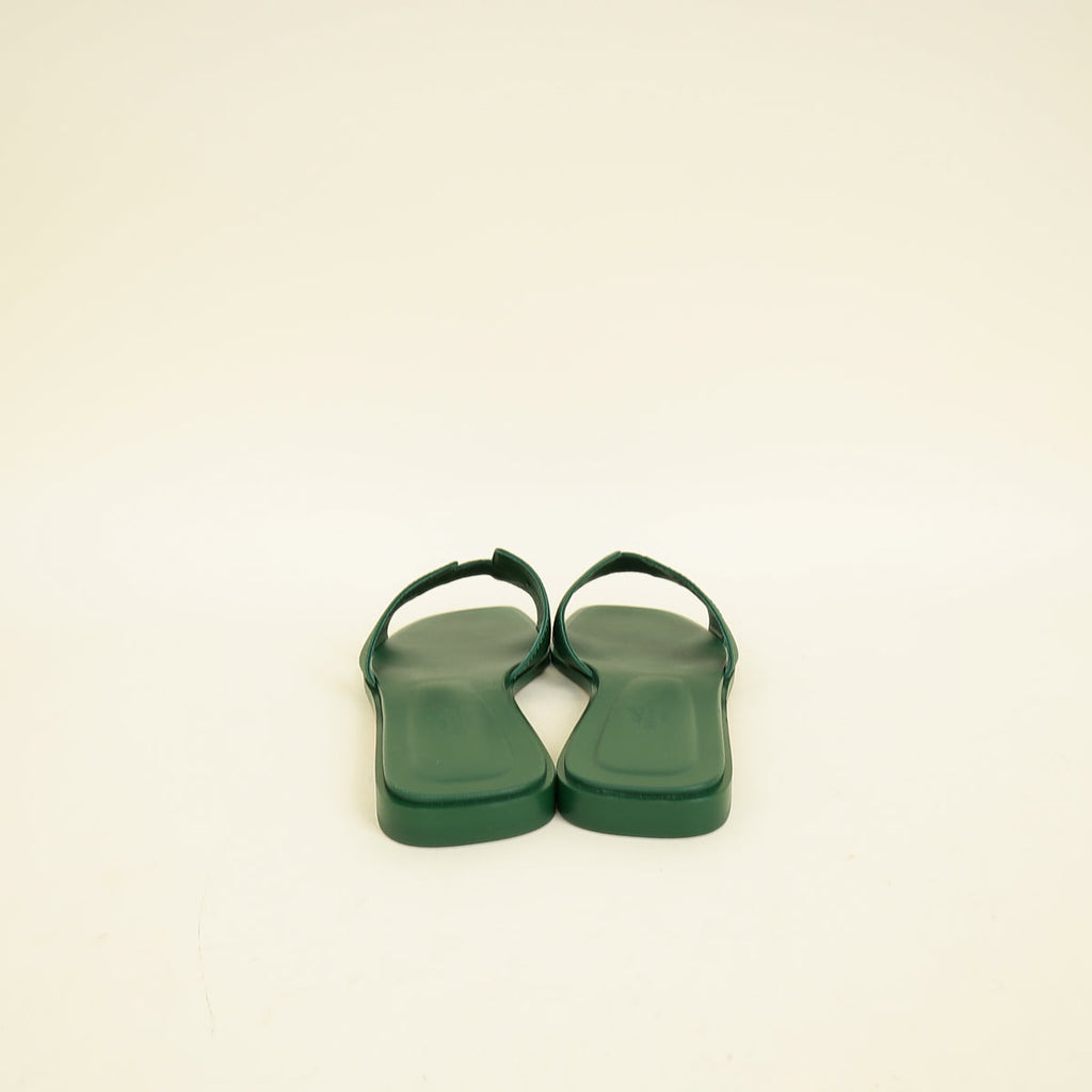 Hermes Vert Cactus Oran Sandals 37.5