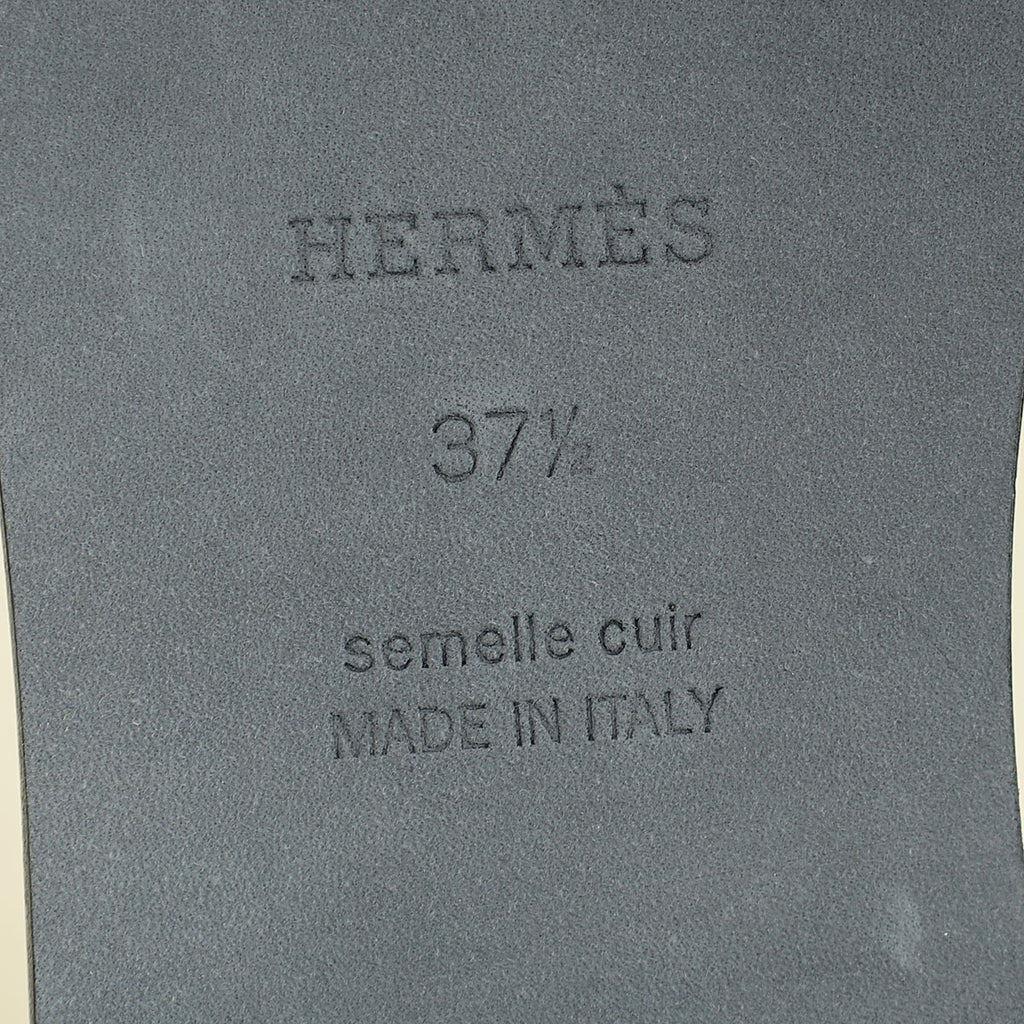 Hermes Noir Oran Sandals 37.5