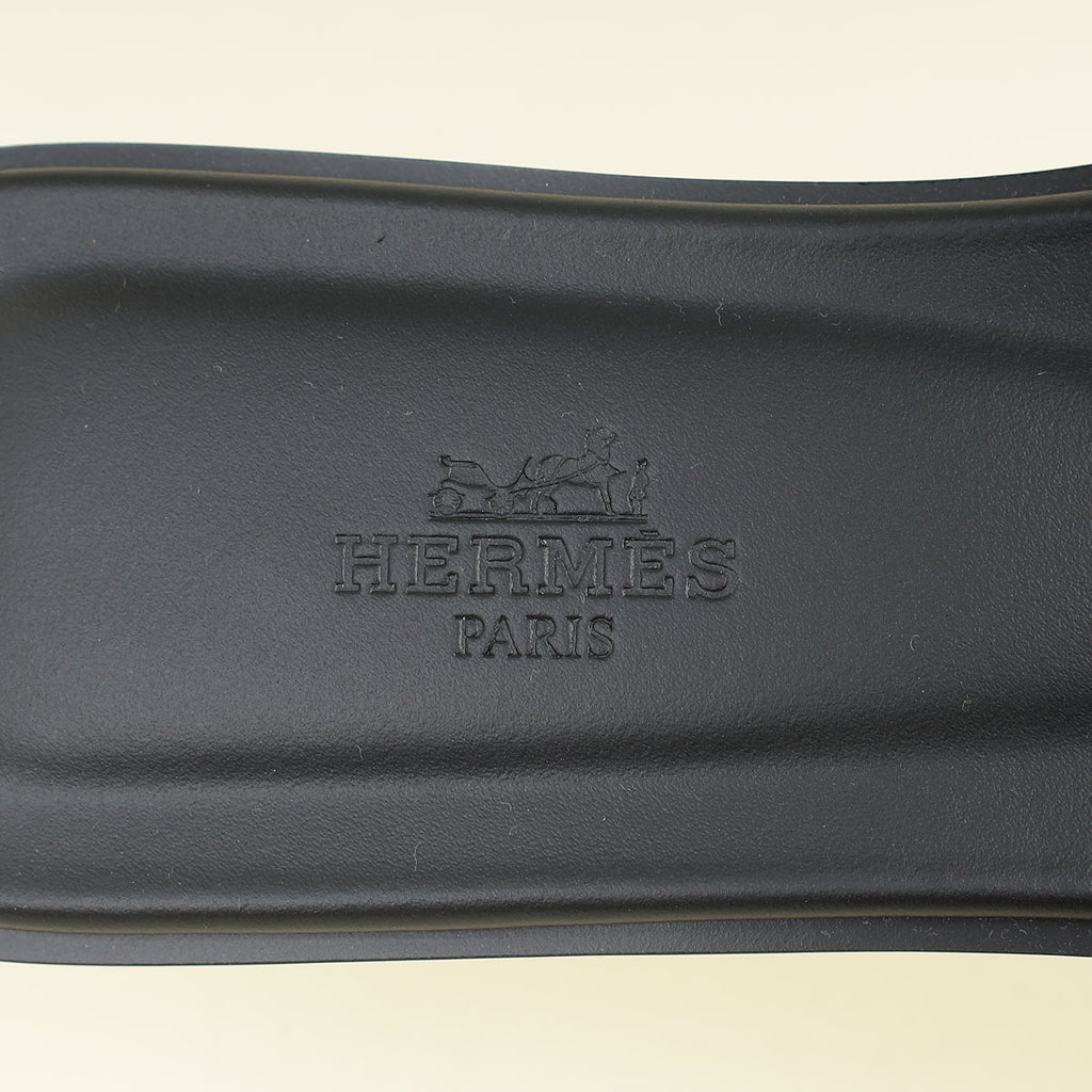 Hermes Noir Oran Sandals 37.5