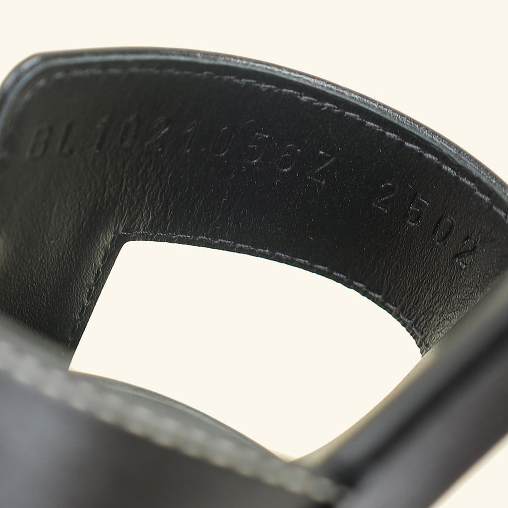 Hermes Noir Oran Sandals 37.5
