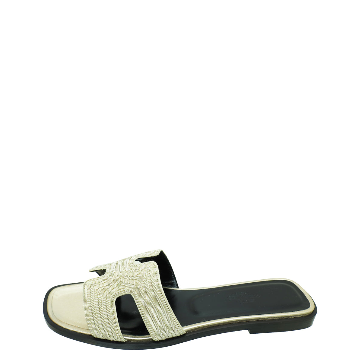 Hermes Champagne Oran Twist Chevron Motifs Sandal 37.5