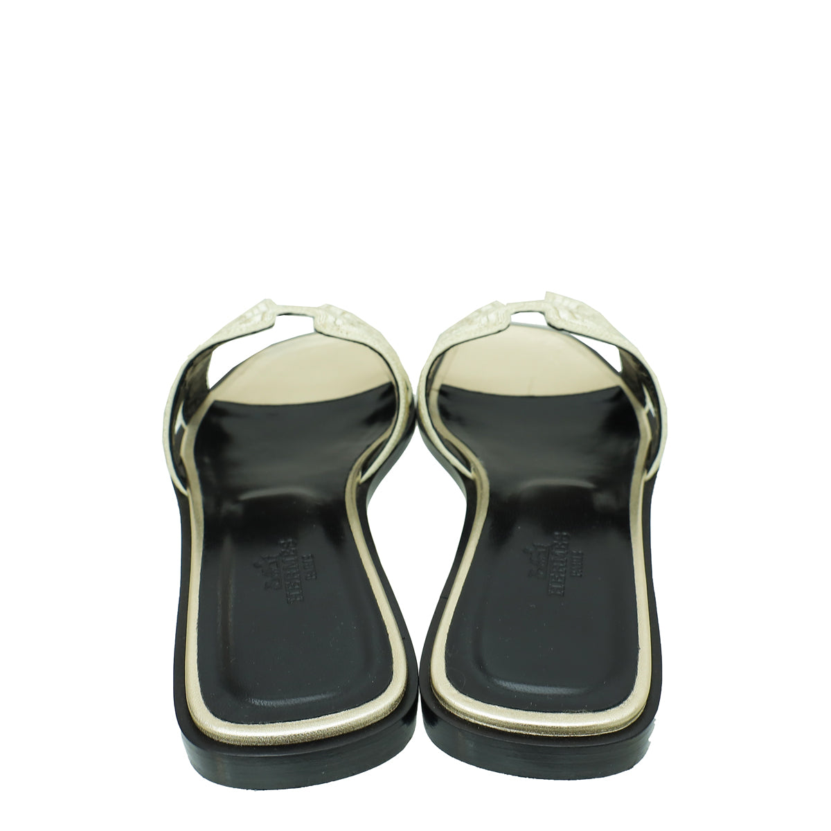 Hermes Champagne Oran Twist Chevron Motifs Sandal 37.5