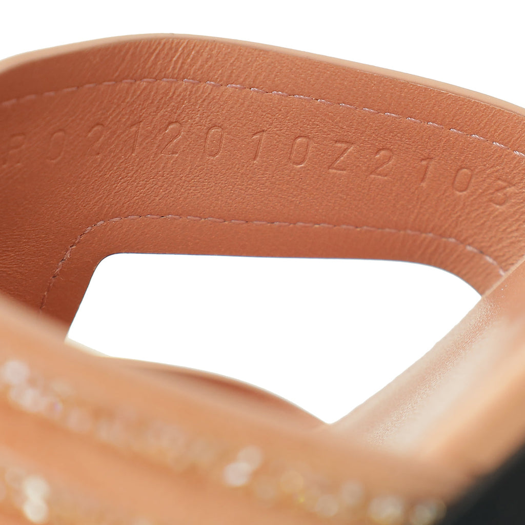 Hermes Bicolor Oran Crystal Embellished Sandal 37