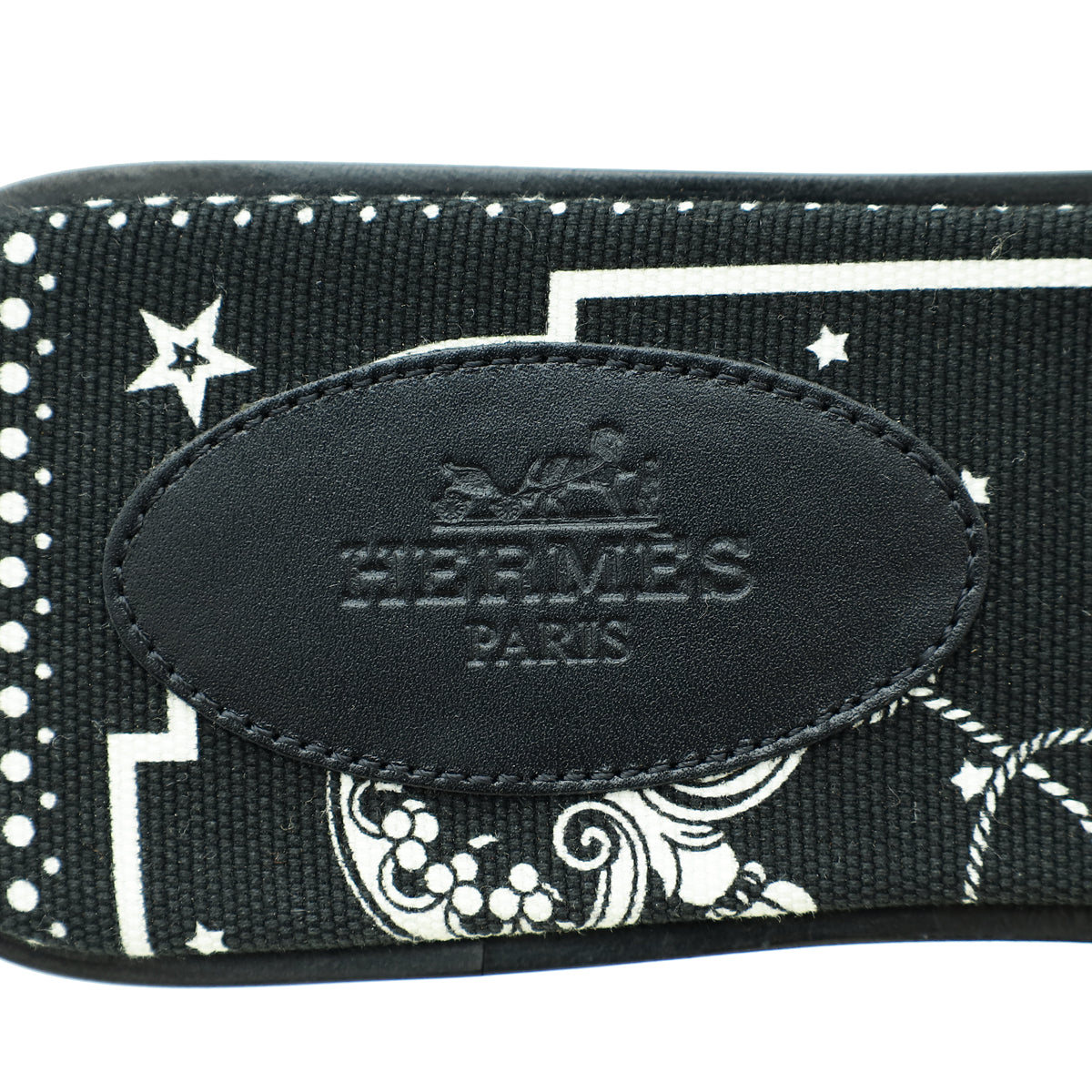 Hermes Noir Oran Les Cles Bandana Sandal 37.5