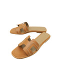 Hermes Gold Oran Stitched Detail Sandal 37
