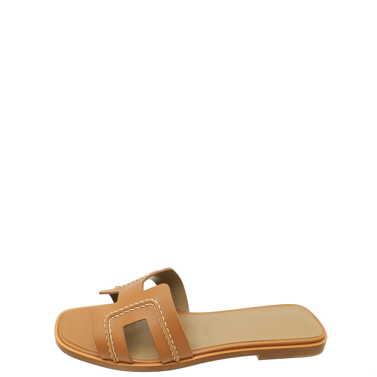 Hermes Gold Oran Stitched Detail Sandal 37