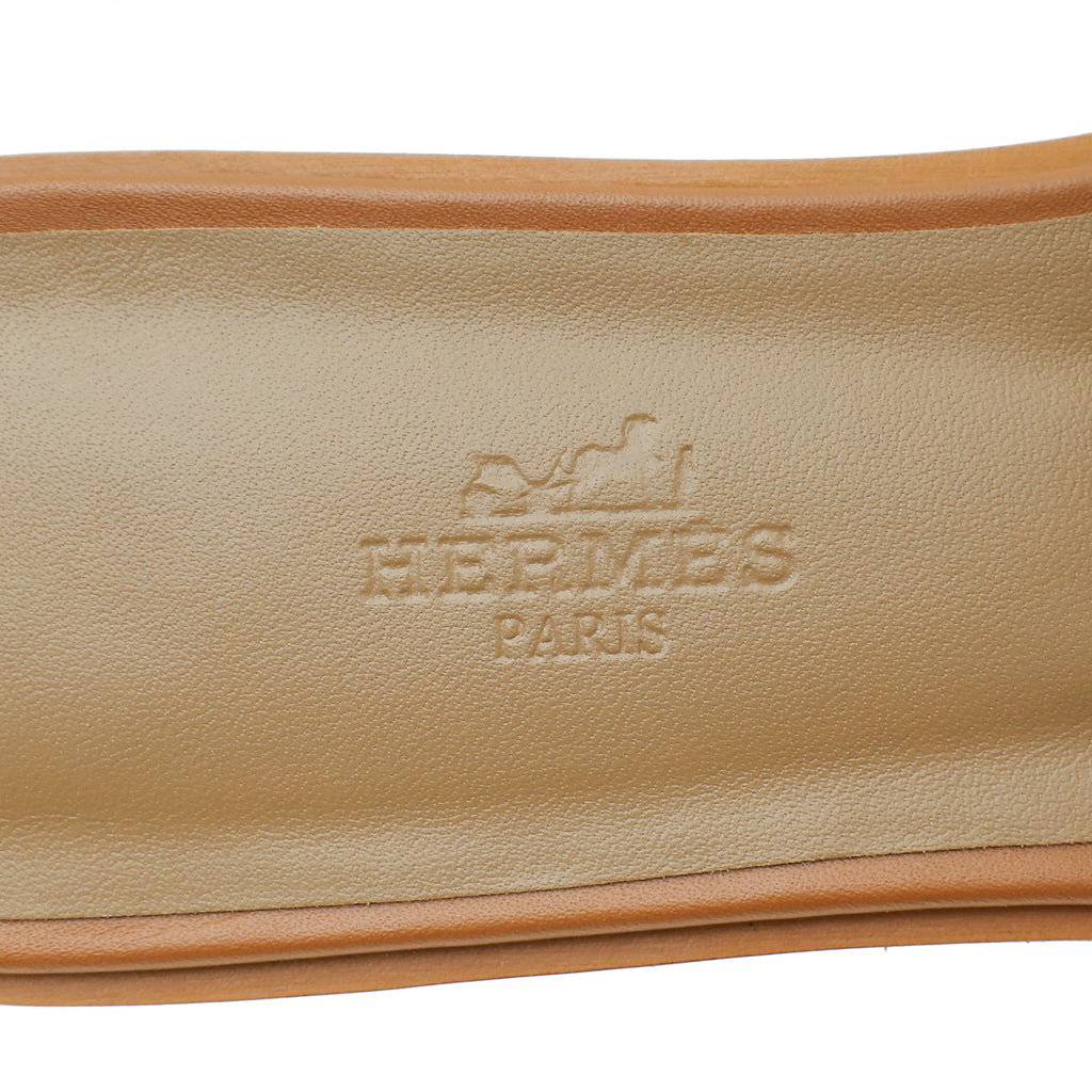 Hermes Gold Oran Stitched Detail Sandal 37