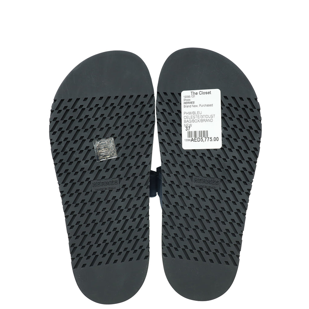 Hermes Bleu Celeste Chypre Goatskin Sandal 37