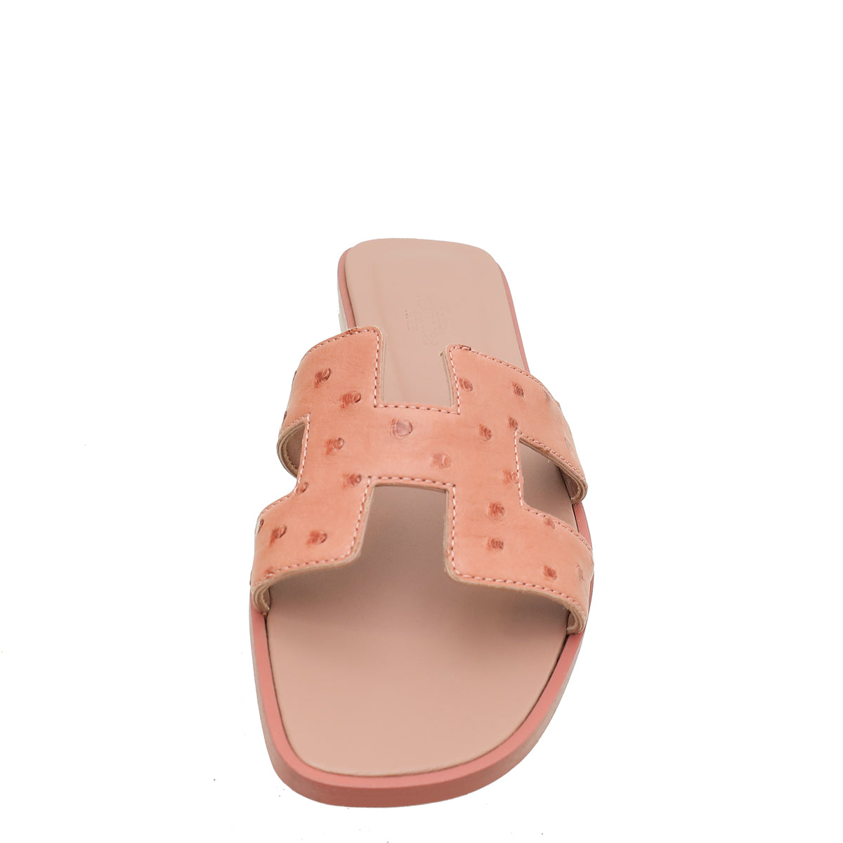 Hermes Rouge Blush Ostrich Oran Sandal 37