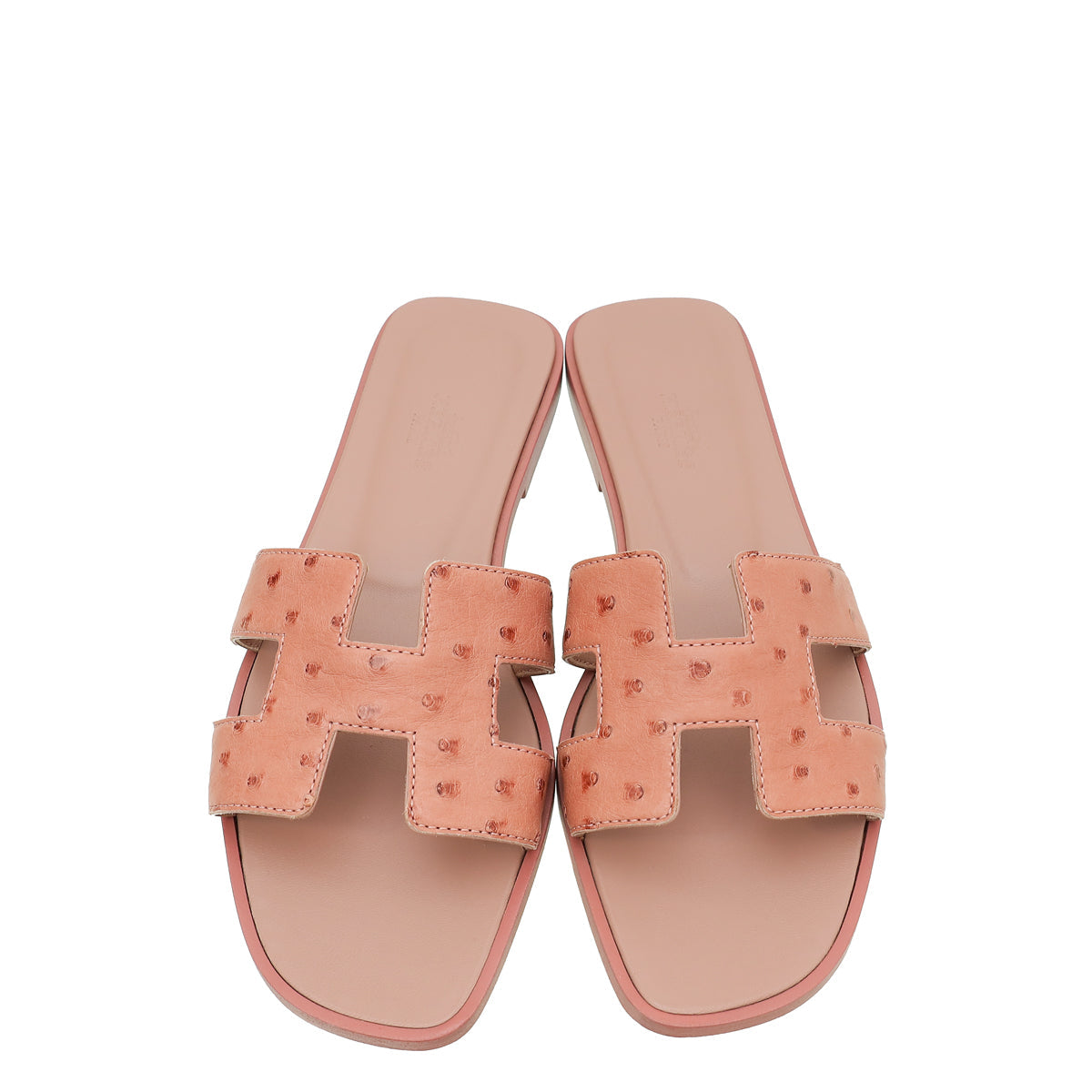 Hermes Rouge Blush Ostrich Oran Sandal 37