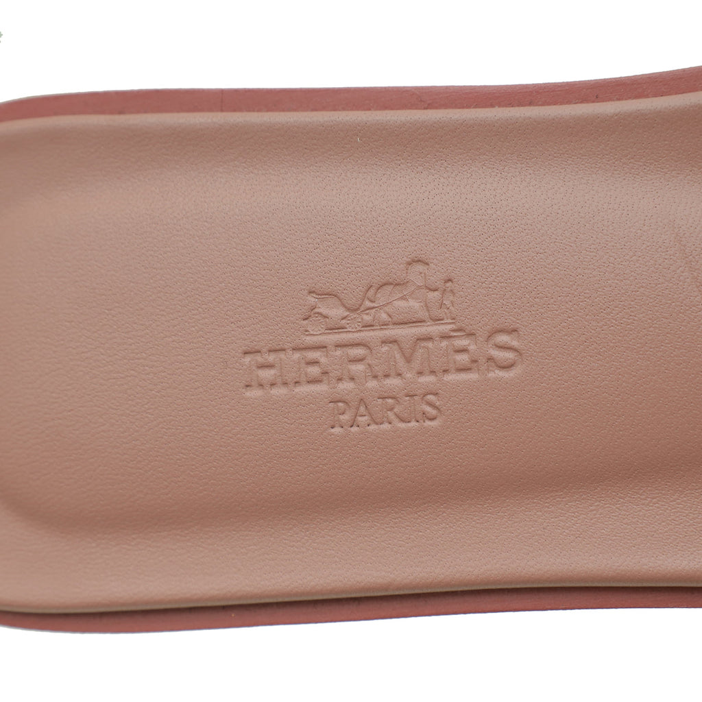 Hermes Rouge Blush Ostrich Oran Sandal 37