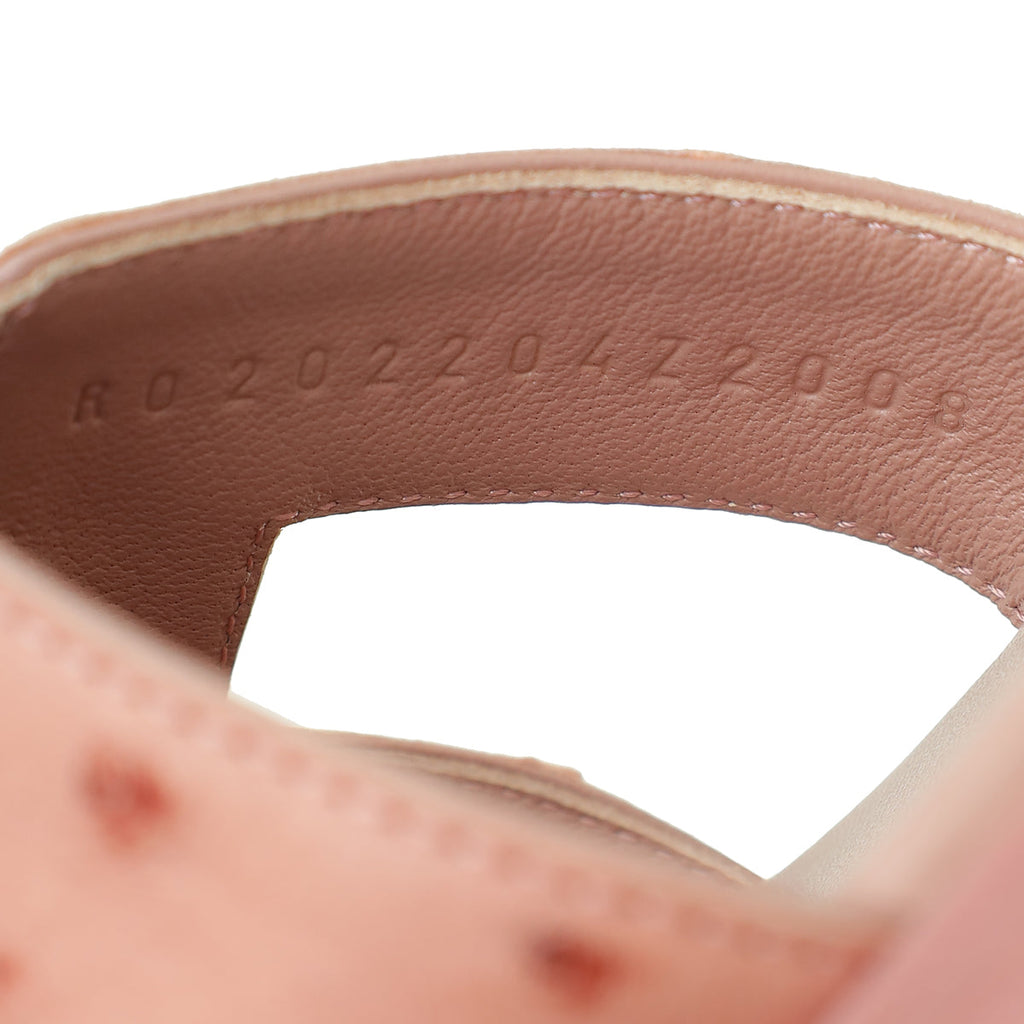 Hermes Rouge Blush Ostrich Oran Sandal 37