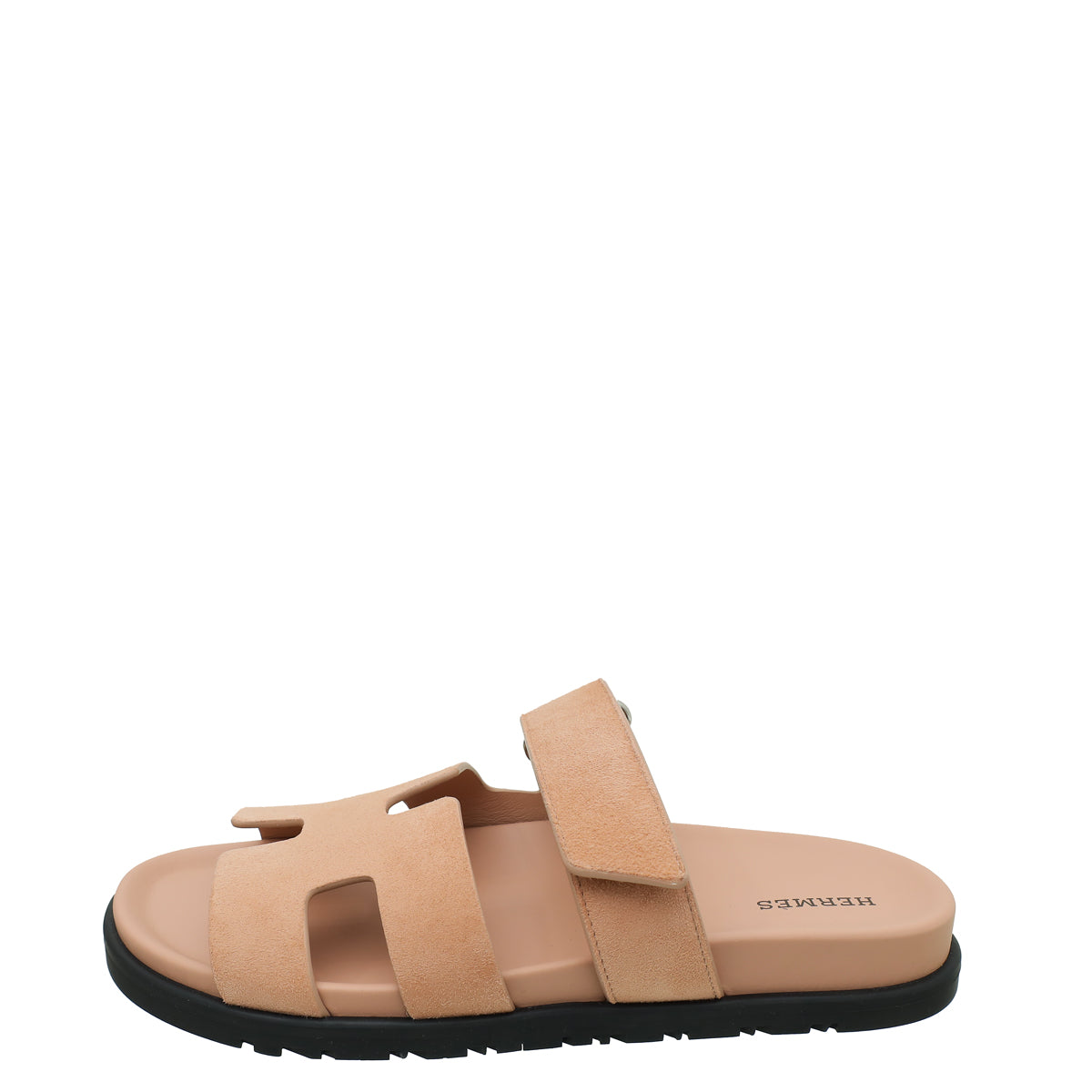 Hermes Rose Porcelain Suede Chypre Sandals 37