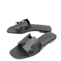 Hermes Noir Oran Sandals 37