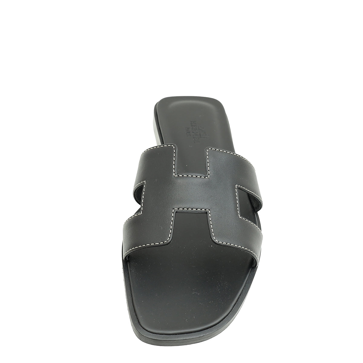 Hermes Noir Oran Sandals 37