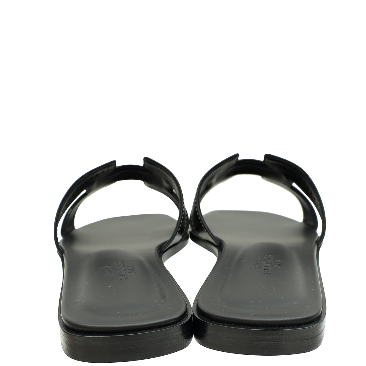 Hermes Noir Oran Sandals 37