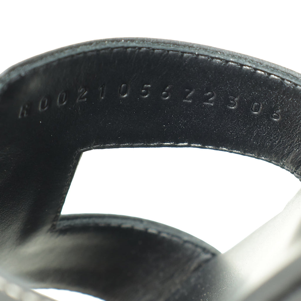 Hermes Noir Oran Sandals 37