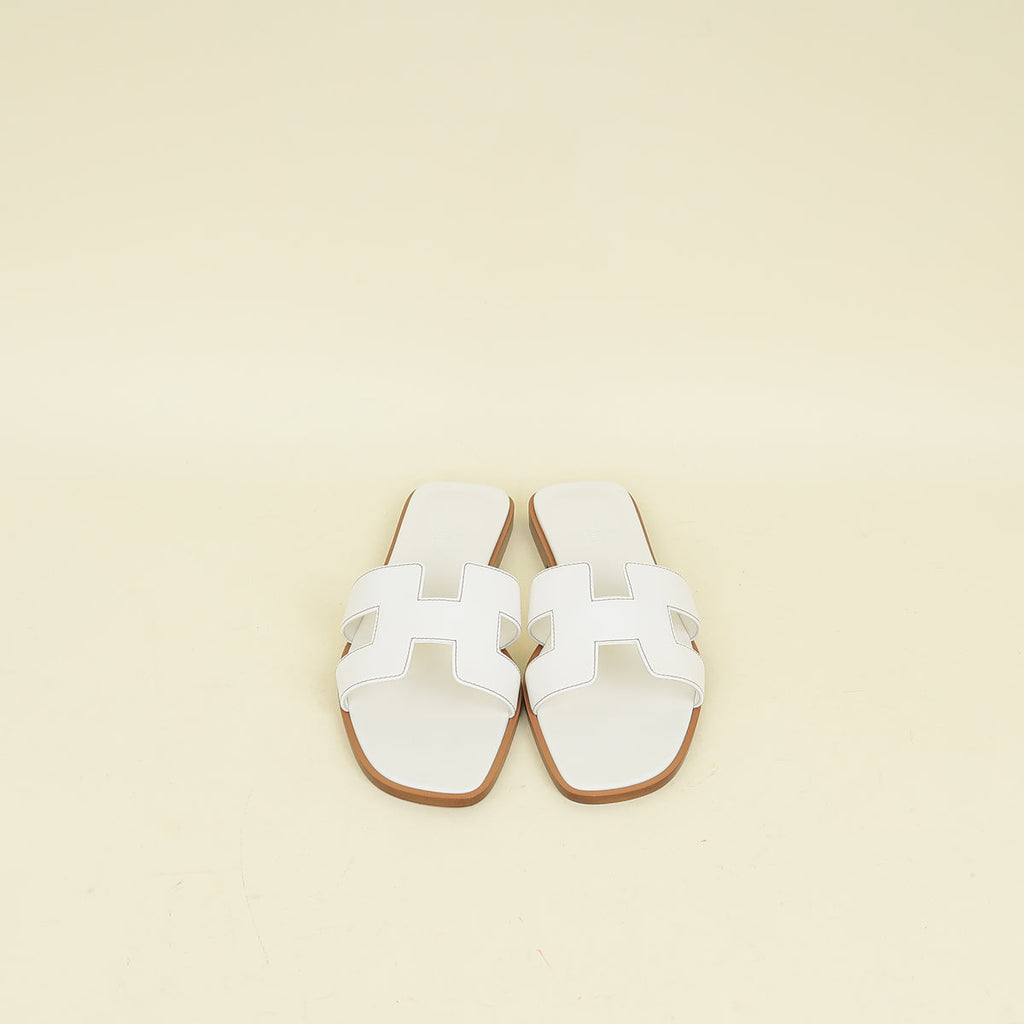 Hermes Blanc Oran Sandal 37