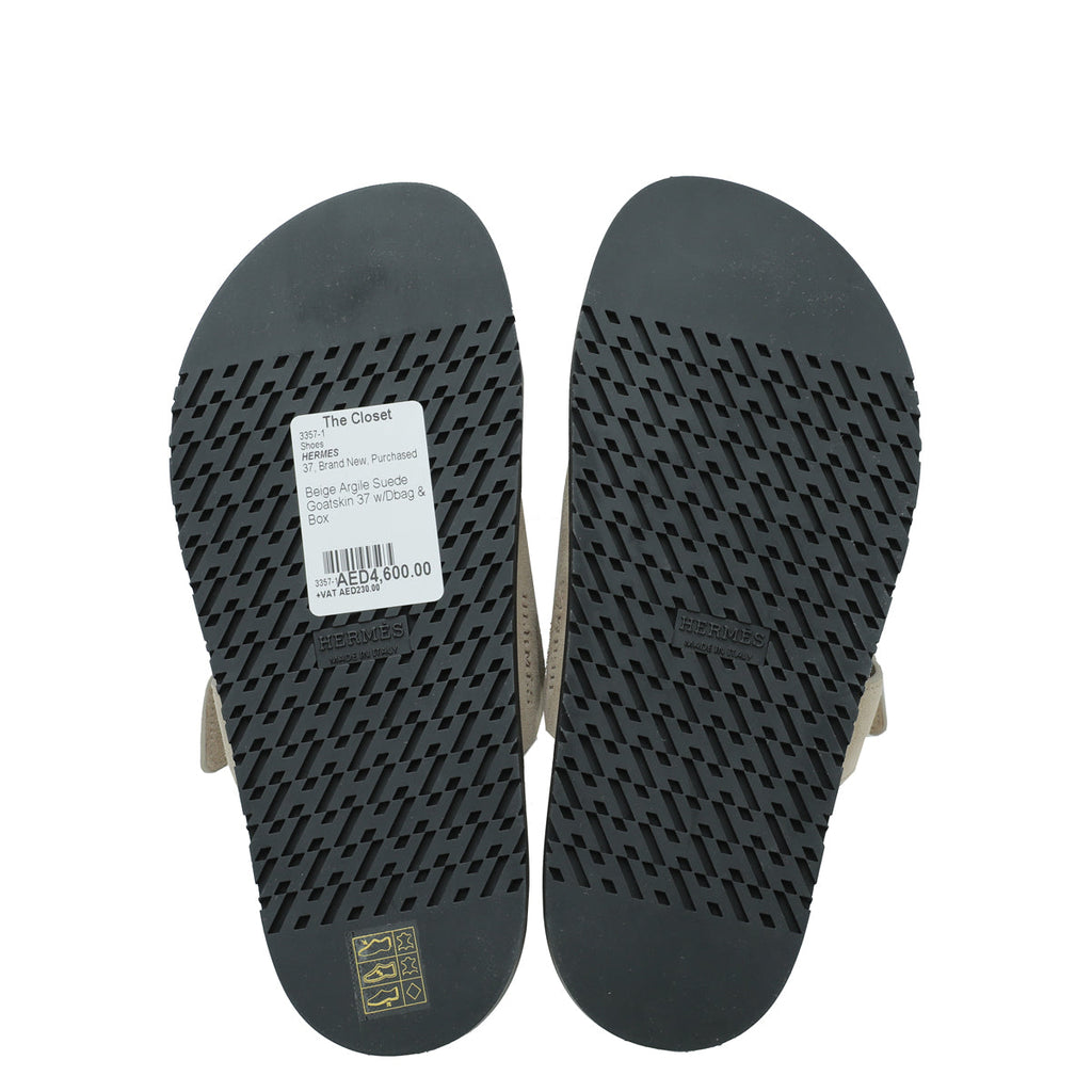Hermes Beige Argile Chypre Sandals 37