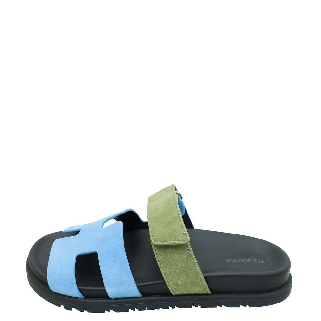 Hermes Bicolor Chypre Goatskin Suede Sandal 37
