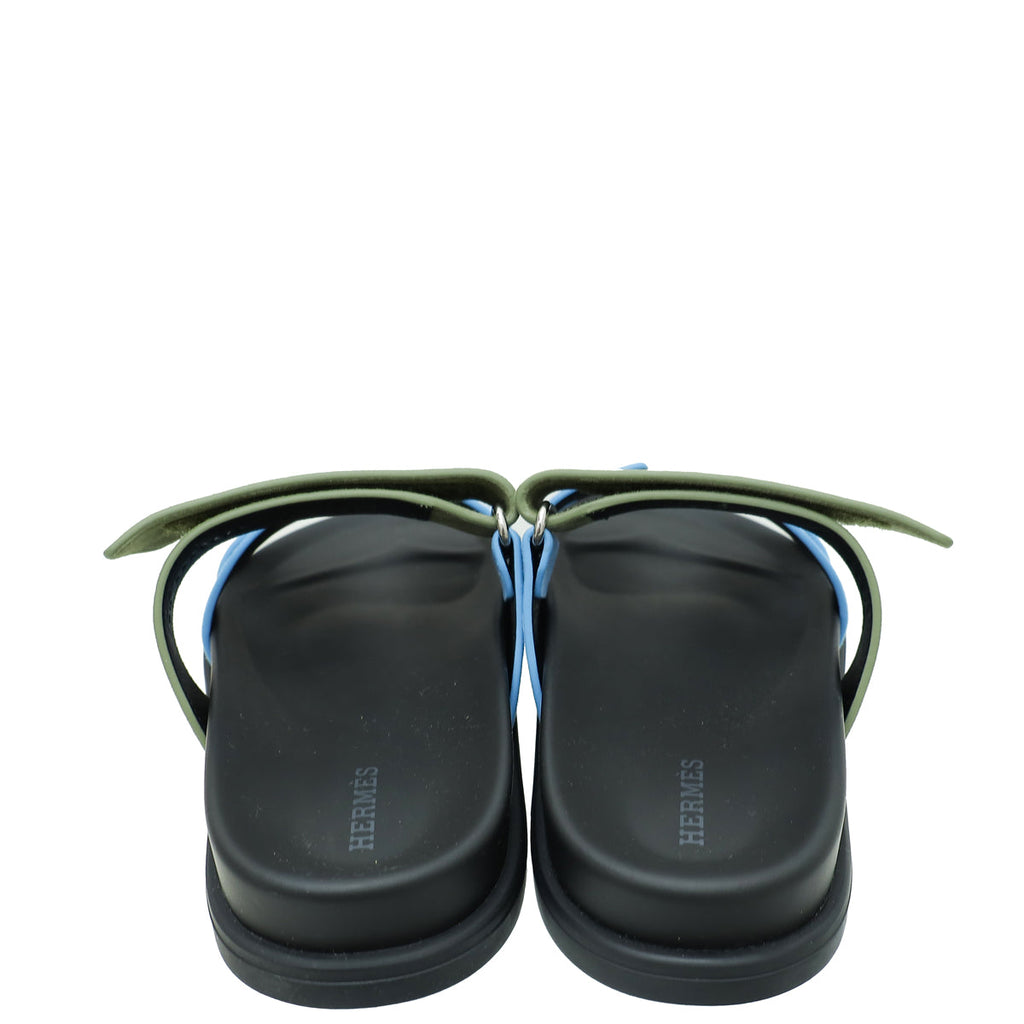 Hermes Bicolor Chypre Goatskin Suede Sandal 37