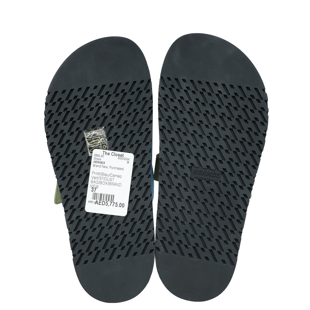 Hermes Bicolor Chypre Goatskin Suede Sandal 37