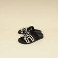 Hermes Bicolor Tufted Leopard Chypre Sandals 37