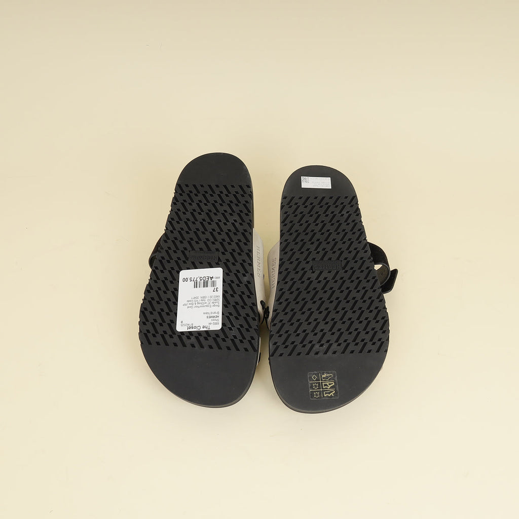 Hermes Bicolor Tufted Leopard Chypre Sandals 37