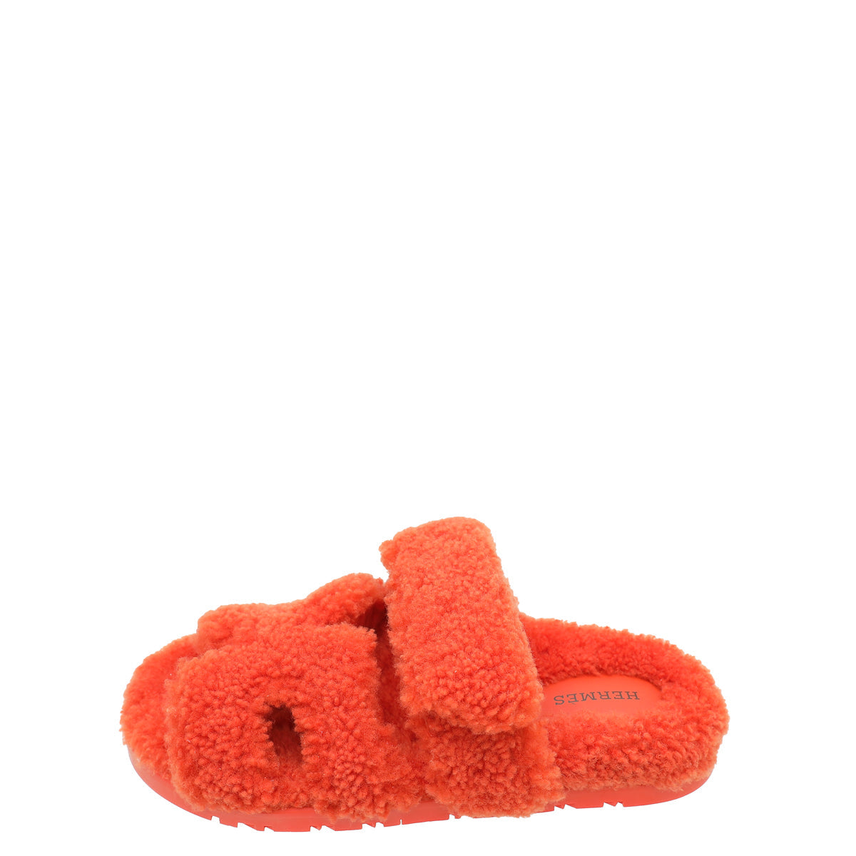 Hermes Orange Woolskin Chypre Sandal 37