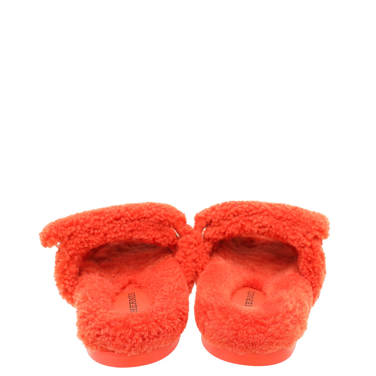 Hermes Orange Woolskin Chypre Sandal 37