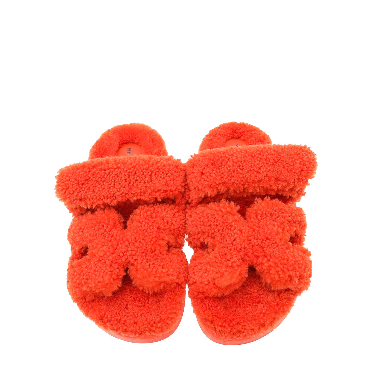 Hermes Orange Woolskin Chypre Sandal 37