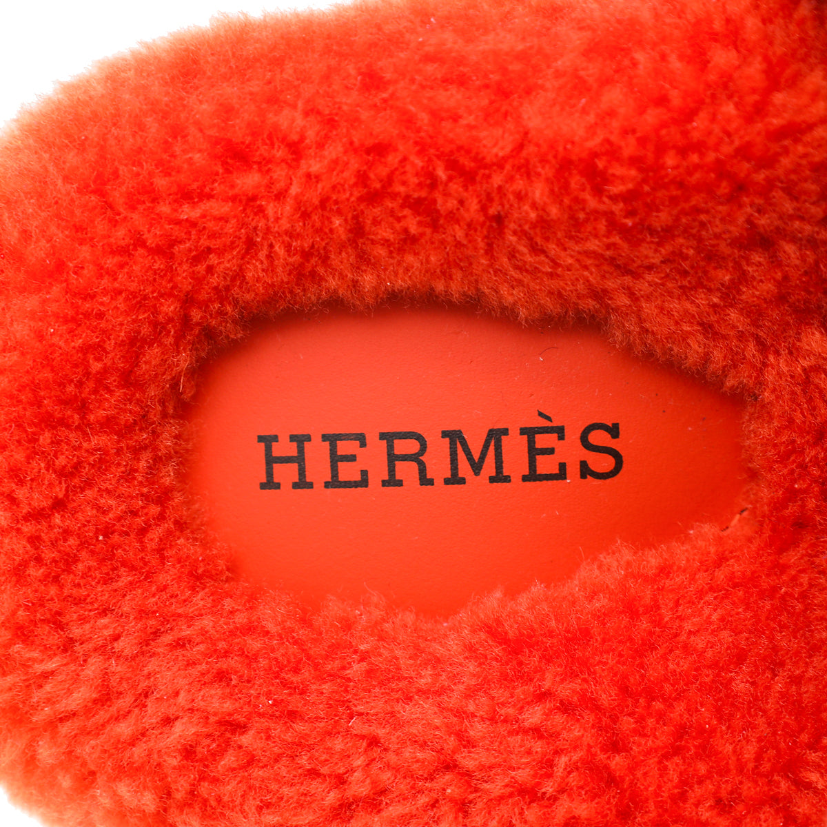 Hermes Orange Woolskin Chypre Sandal 37