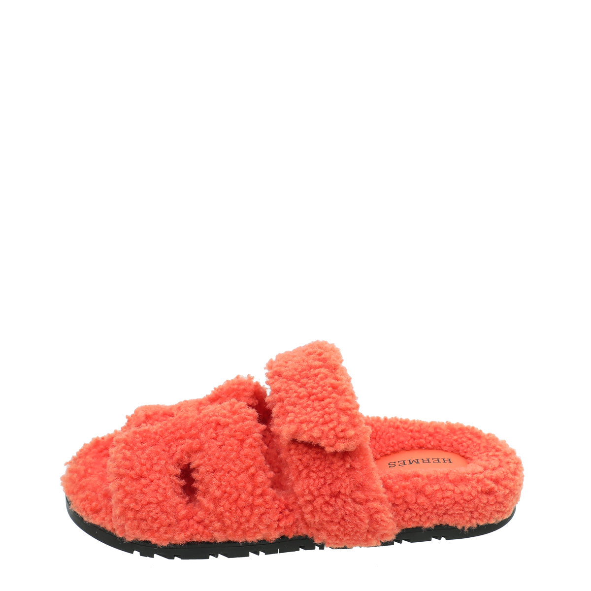 Hermes Orange Woolskin Chypre Sandal 37