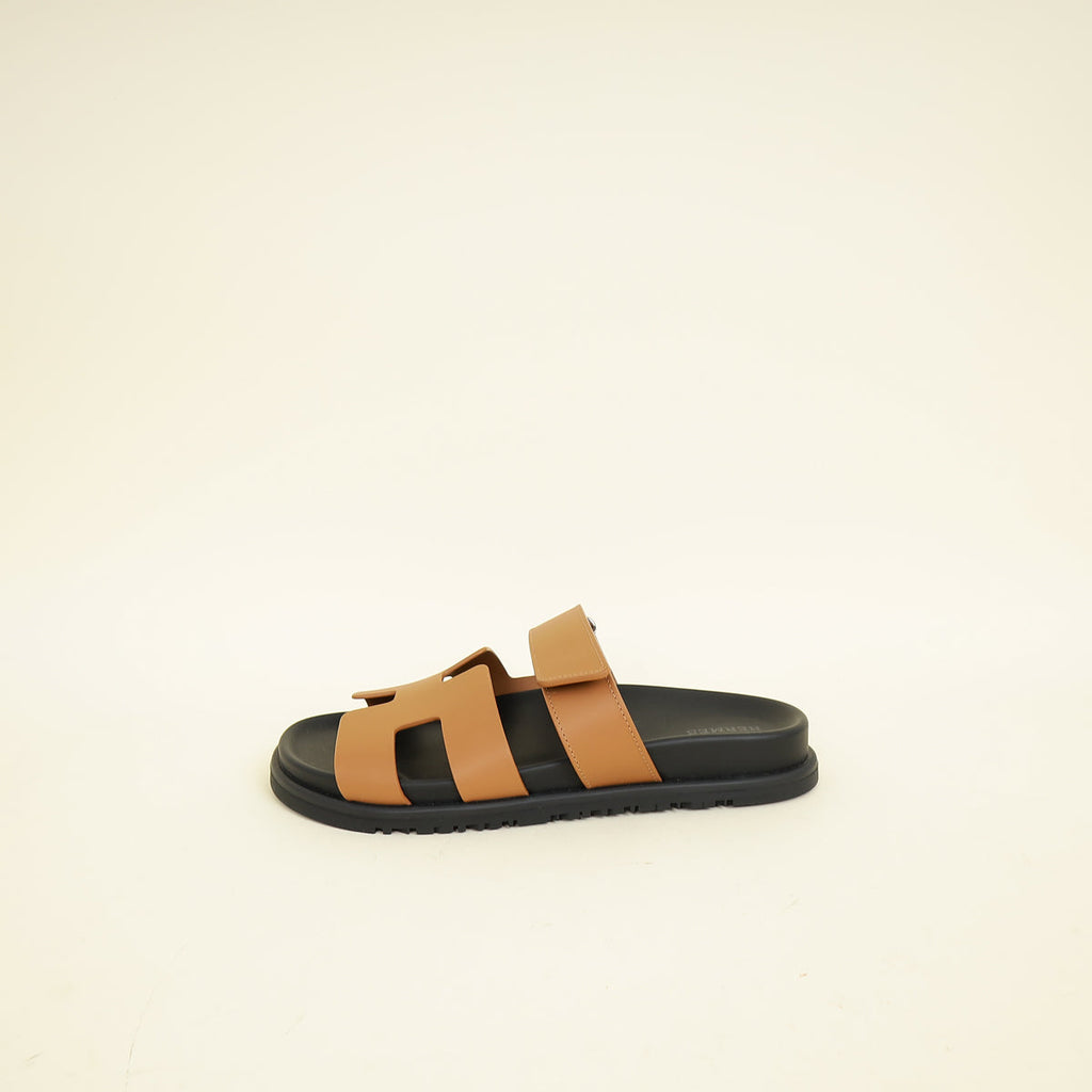 Hermes Gold Chypre Sandals (For Women) 38.5