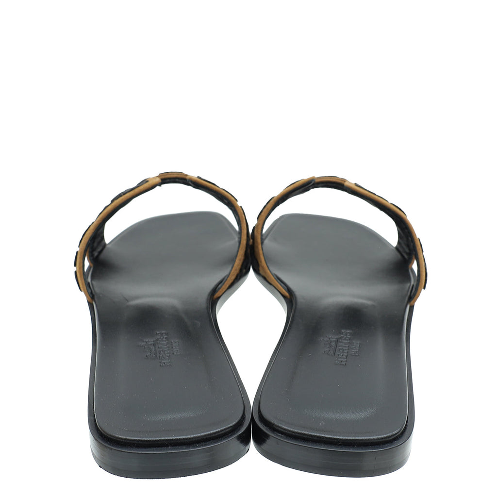 Hermes Tricolor Oran Leopard Sandal 38.5
