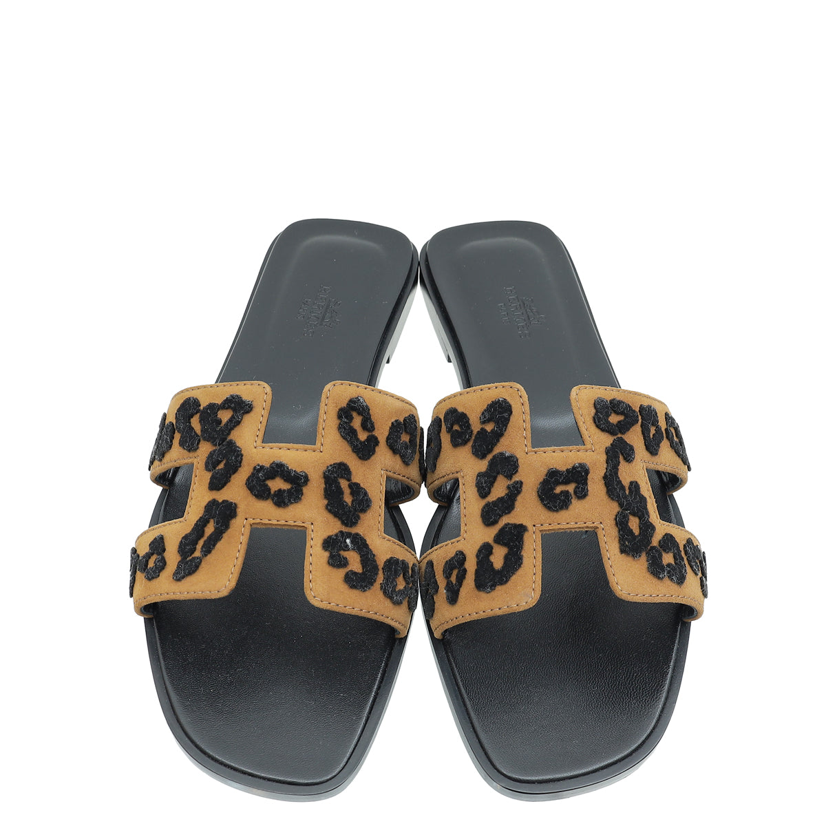 Hermes Tricolor Oran Leopard Sandal 38.5