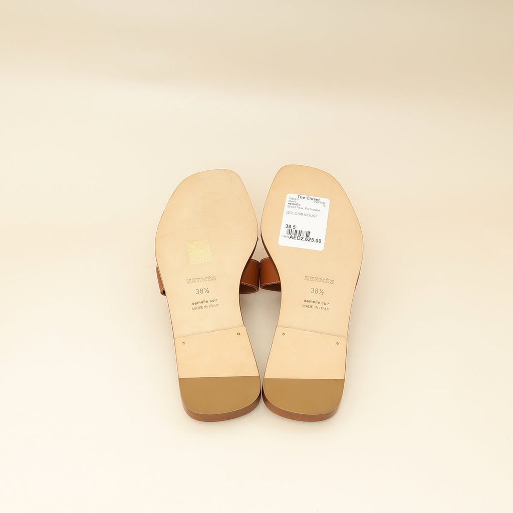 Hermes Gold Oran Sandal 38.5