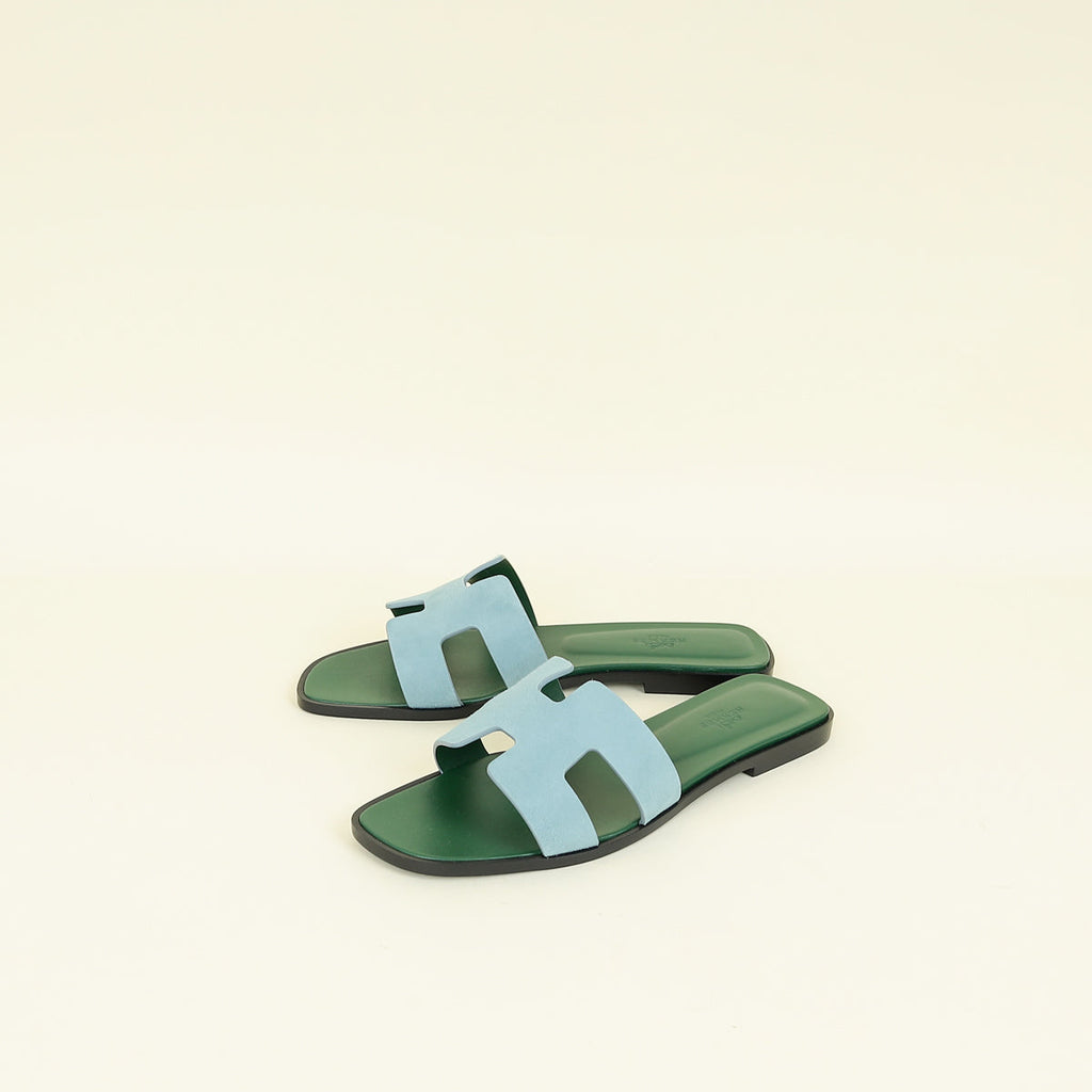 Hermes Bicolor Oran Suede Goatskin Sandal 38.5